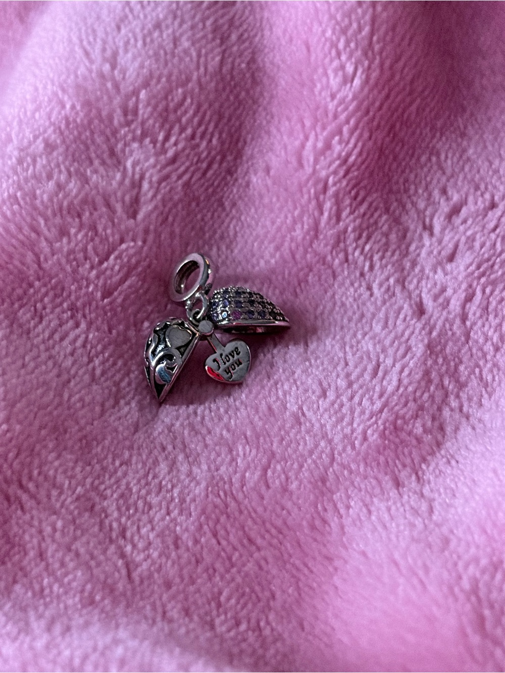 Silver Heart Locket Charm with 'I Love You' Tag
